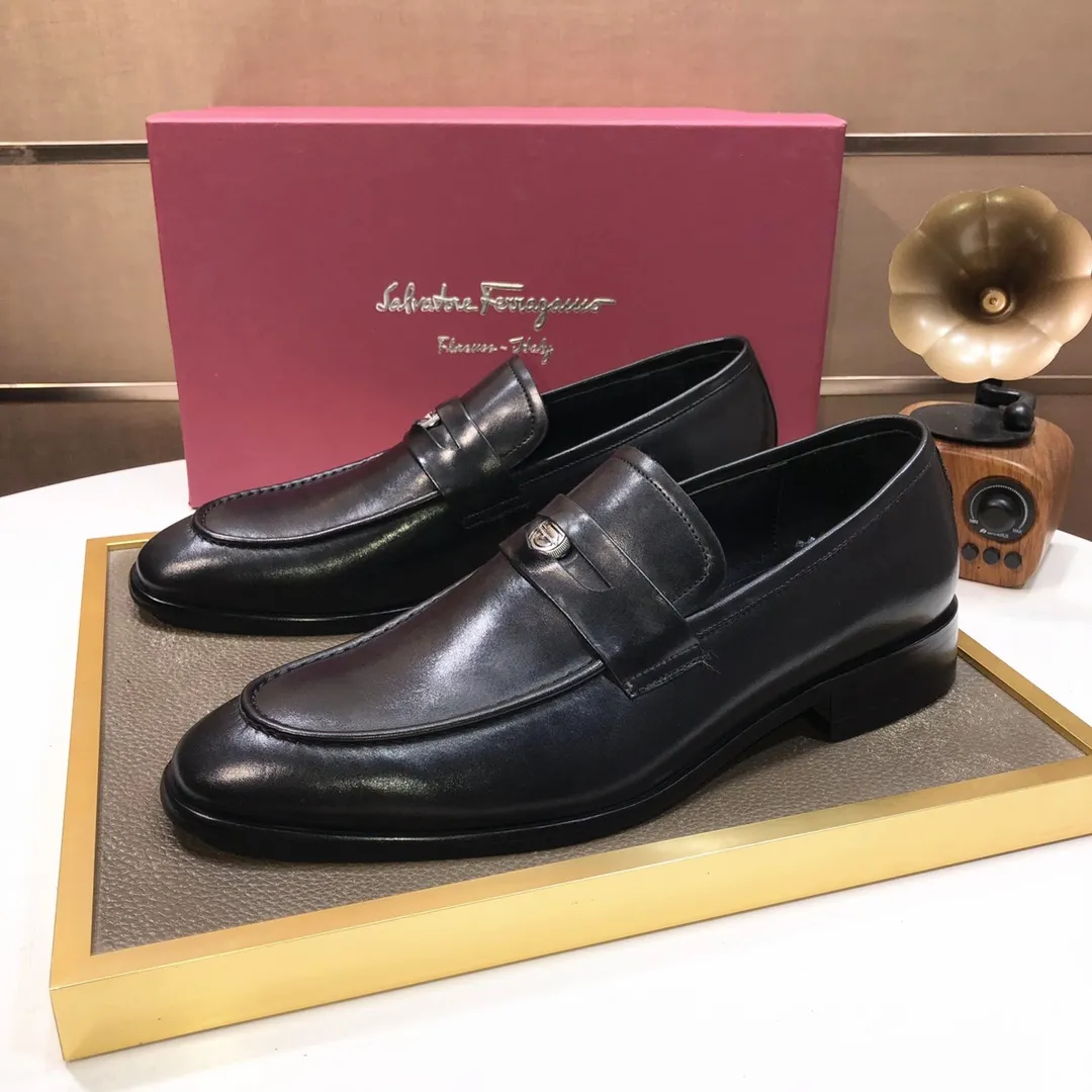 Men's shoes 💰500💰 [Ferragamo/Ferragamo] The latest model in the counter. Original imported high-quality cowhide with open sides + imported 🐂 water-dyed cowhide lining + original luxury metal buckle + original combination outsole. Comparison without pressure 38--45 (45 is custom-made and cannot be returned or exchanged)